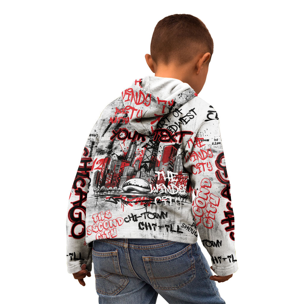 Personalized Chicago City Skyline Kid Hoodie Urban Graffiti - Cloud Gate - Windy City Typography