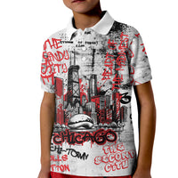Personalized Chicago City Skyline Kid Polo Shirt Urban Graffiti - Cloud Gate - Windy City Typography