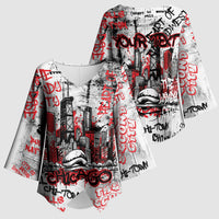 Personalized Chicago City Skyline Kimono Sleeve Blouse Urban Graffiti - Cloud Gate - Windy City Typography