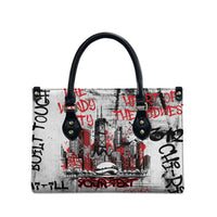 Personalized Chicago City Skyline Leather Bag Urban Graffiti - Cloud Gate - Windy City Typography