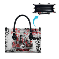 Personalized Chicago City Skyline Leather Bag Urban Graffiti - Cloud Gate - Windy City Typography