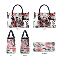 Personalized Chicago City Skyline Leather Bag Urban Graffiti - Cloud Gate - Windy City Typography