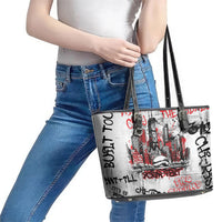 Personalized Chicago City Skyline Leather Tote Bag Urban Graffiti - Cloud Gate - Windy City Typography