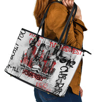 Personalized Chicago City Skyline Leather Tote Bag Urban Graffiti - Cloud Gate - Windy City Typography