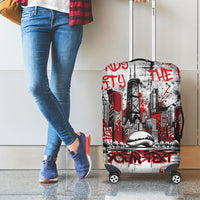 Personalized Chicago City Skyline Luggage Cover Urban Graffiti - Cloud Gate - Windy City Typography