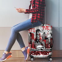 Personalized Chicago City Skyline Luggage Cover Urban Graffiti - Cloud Gate - Windy City Typography