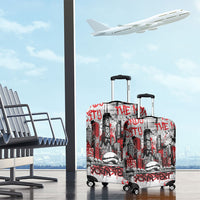 Personalized Chicago City Skyline Luggage Cover Urban Graffiti - Cloud Gate - Windy City Typography