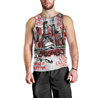 Personalized Chicago City Skyline Men Tank Top Urban Graffiti - Cloud Gate - Windy City Typography