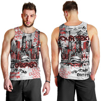 Personalized Chicago City Skyline Men Tank Top Urban Graffiti - Cloud Gate - Windy City Typography