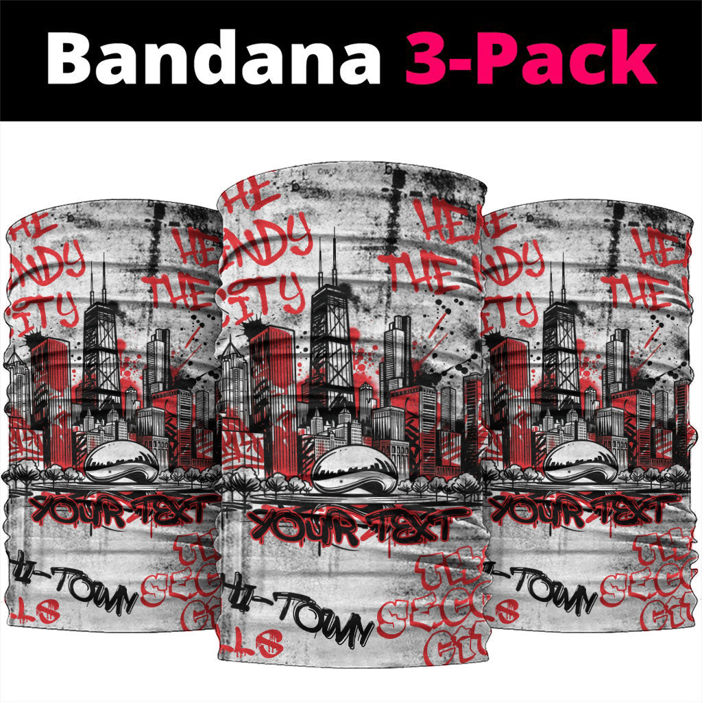 Personalized Chicago City Skyline Neck Gaiter Urban Graffiti - Cloud Gate - Windy City Typography