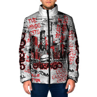 Personalized Chicago City Skyline Padded Jacket Urban Graffiti - Cloud Gate - Windy City Typography
