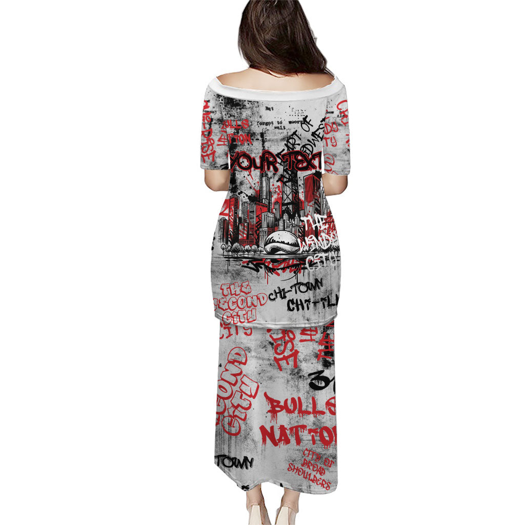 Personalized Chicago City Skyline Puletasi Urban Graffiti - Cloud Gate - Windy City Typography