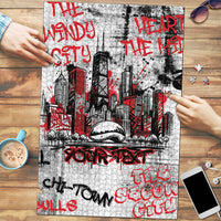 Personalized Chicago City Skyline Puzzle Urban Graffiti - Cloud Gate - Windy City Typography