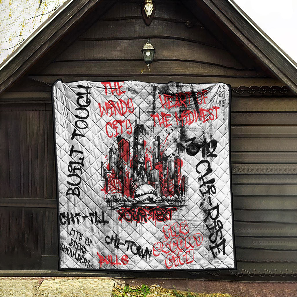 Personalized Chicago City Skyline Quilt Urban Graffiti - Cloud Gate - Windy City Typography