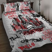 Personalized Chicago City Skyline Quilt Bed Set Urban Graffiti - Cloud Gate - Windy City Typography