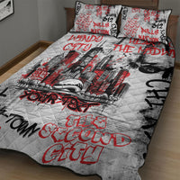 Personalized Chicago City Skyline Quilt Bed Set Urban Graffiti - Cloud Gate - Windy City Typography