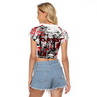Personalized Chicago City Skyline Raglan Cropped T Shirt Urban Graffiti - Cloud Gate - Windy City Typography