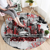 Personalized Chicago City Skyline Round Carpet Urban Graffiti - Cloud Gate - Windy City Typography
