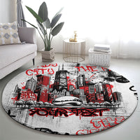 Personalized Chicago City Skyline Round Carpet Urban Graffiti - Cloud Gate - Windy City Typography