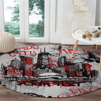 Personalized Chicago City Skyline Round Carpet Urban Graffiti - Cloud Gate - Windy City Typography
