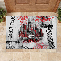 Personalized Chicago City Skyline Rubber Doormat Urban Graffiti - Cloud Gate - Windy City Typography
