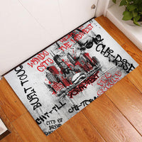 Personalized Chicago City Skyline Rubber Doormat Urban Graffiti - Cloud Gate - Windy City Typography