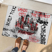 Personalized Chicago City Skyline Rubber Doormat Urban Graffiti - Cloud Gate - Windy City Typography