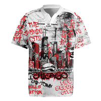 Personalized Chicago City Skyline Rugby Jersey Urban Graffiti - Cloud Gate - Windy City Typography