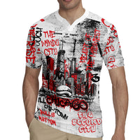 Personalized Chicago City Skyline Rugby Jersey Urban Graffiti - Cloud Gate - Windy City Typography
