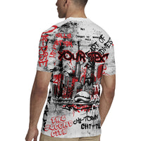 Personalized Chicago City Skyline Rugby Jersey Urban Graffiti - Cloud Gate - Windy City Typography
