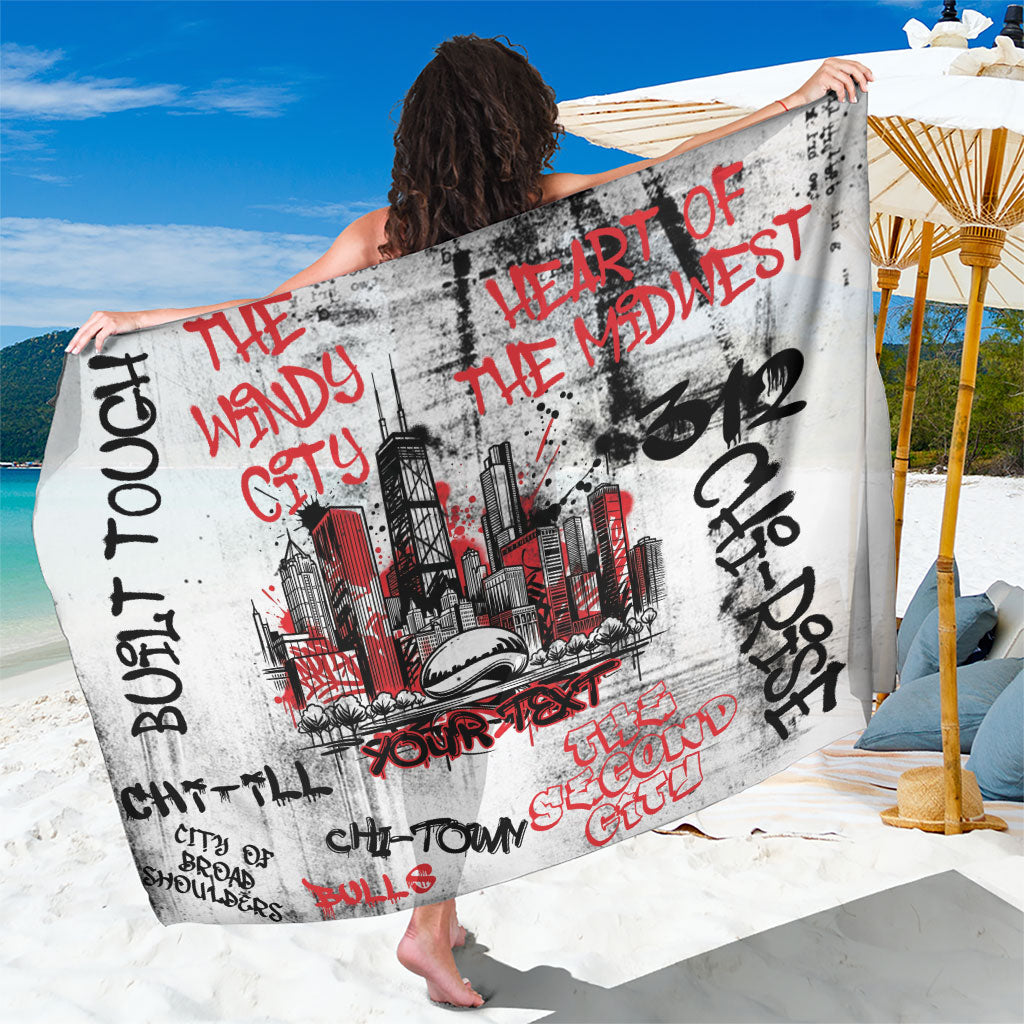 Personalized Chicago City Skyline Sarong Urban Graffiti - Cloud Gate - Windy City Typography