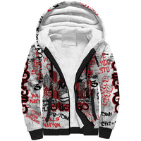 Personalized Chicago City Skyline Sherpa Hoodie Urban Graffiti - Cloud Gate - Windy City Typography