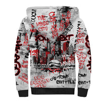 Personalized Chicago City Skyline Sherpa Hoodie Urban Graffiti - Cloud Gate - Windy City Typography