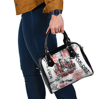Personalized Chicago City Skyline Shoulder Handbag Urban Graffiti - Cloud Gate - Windy City Typography