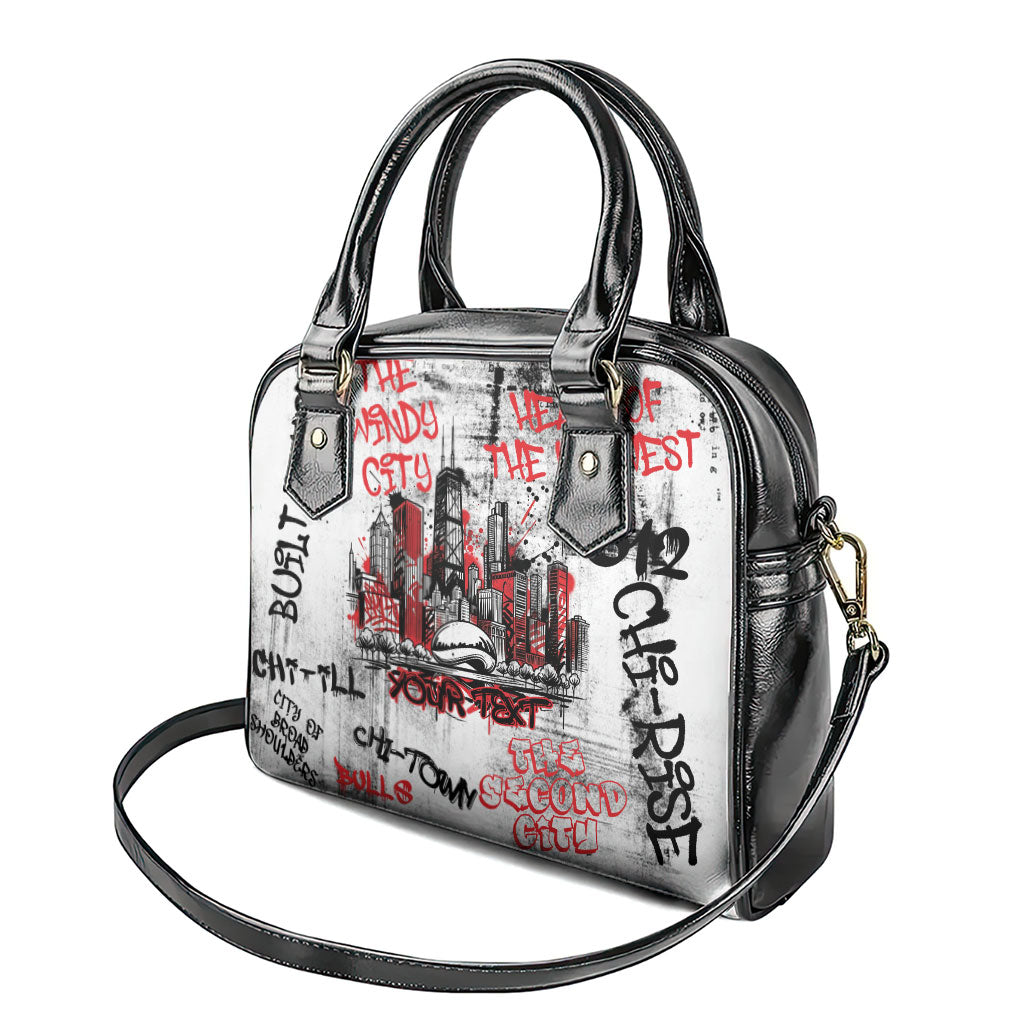 Personalized Chicago City Skyline Shoulder Handbag Urban Graffiti - Cloud Gate - Windy City Typography