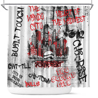 Personalized Chicago City Skyline Shower Curtain Urban Graffiti - Cloud Gate - Windy City Typography