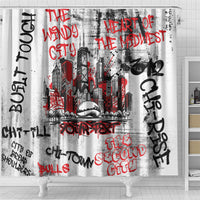 Personalized Chicago City Skyline Shower Curtain Urban Graffiti - Cloud Gate - Windy City Typography