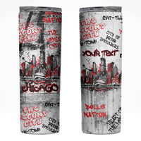 Personalized Chicago City Skyline Skinny Tumbler Urban Graffiti - Cloud Gate - Windy City Typography