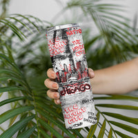 Personalized Chicago City Skyline Skinny Tumbler Urban Graffiti - Cloud Gate - Windy City Typography