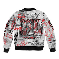 Personalized Chicago City Skyline Sleeve Zip Bomber Jacket Urban Graffiti - Cloud Gate - Windy City Typography
