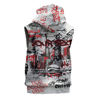 Personalized Chicago City Skyline Sleeveless Hoodie Urban Graffiti - Cloud Gate - Windy City Typography
