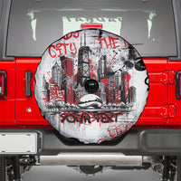 Personalized Chicago City Skyline Spare Tire Cover Urban Graffiti - Cloud Gate - Windy City Typography
