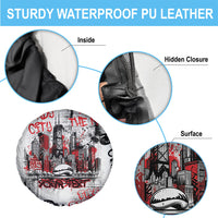 Personalized Chicago City Skyline Spare Tire Cover Urban Graffiti - Cloud Gate - Windy City Typography