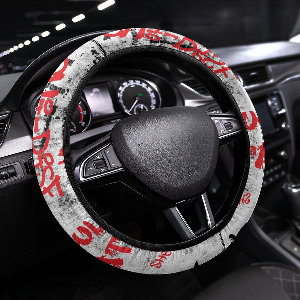 Chicago City Skyline Steering Wheel Cover Urban Graffiti - Cloud Gate - Windy City Typography
