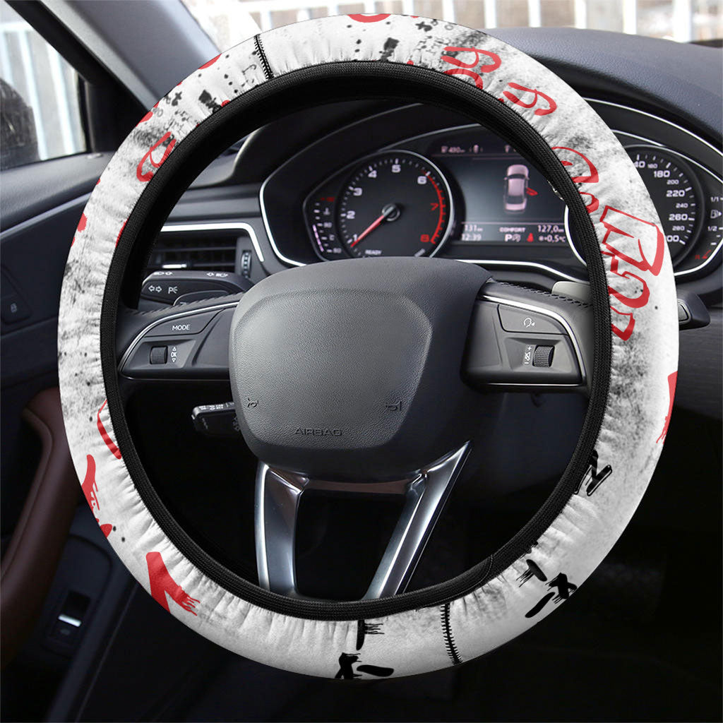 Chicago City Skyline Steering Wheel Cover Urban Graffiti - Cloud Gate - Windy City Typography
