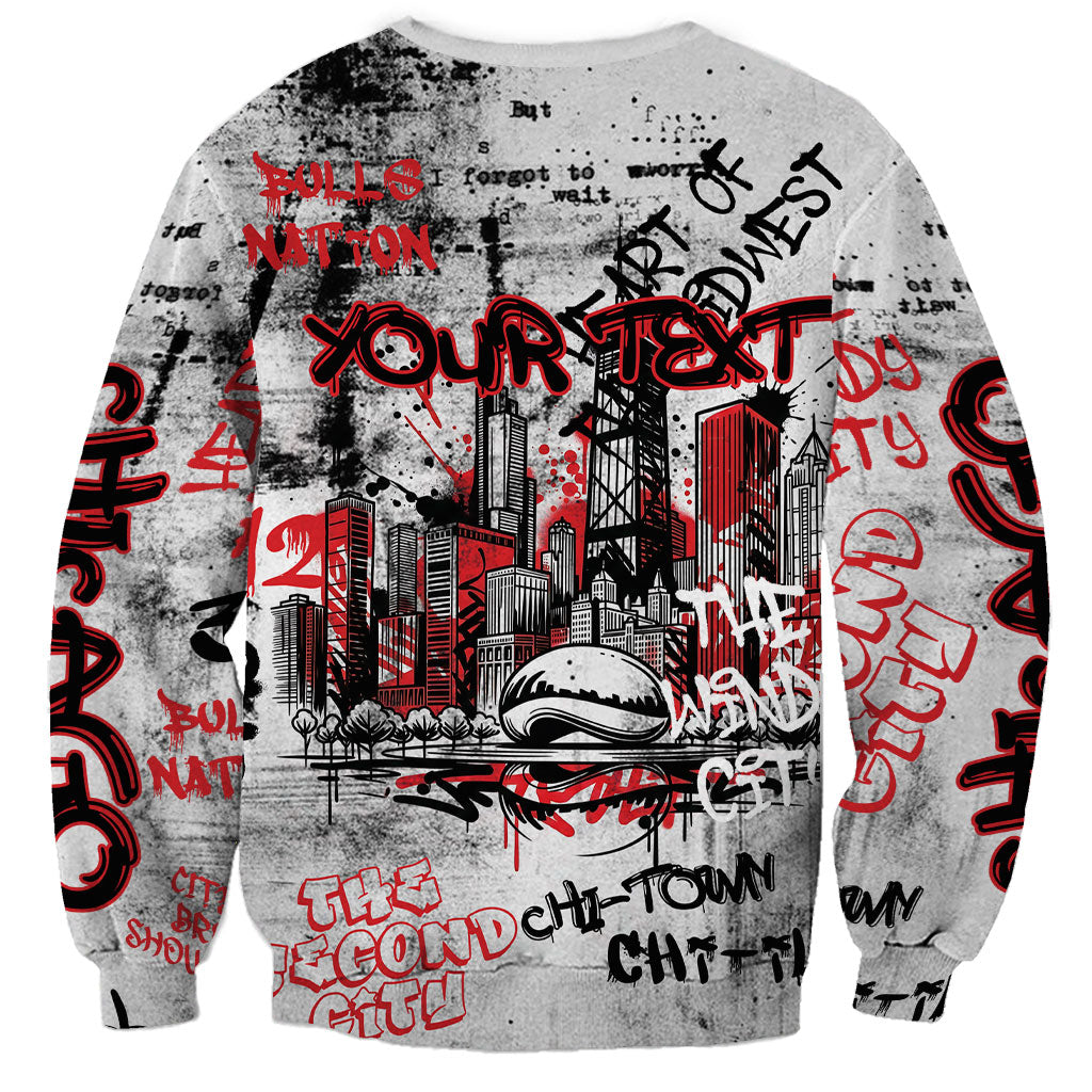 Personalized Chicago City Skyline Sweatshirt Urban Graffiti - Cloud Gate - Windy City Typography