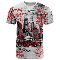 Personalized Chicago City Skyline T Shirt Urban Graffiti - Cloud Gate - Windy City Typography