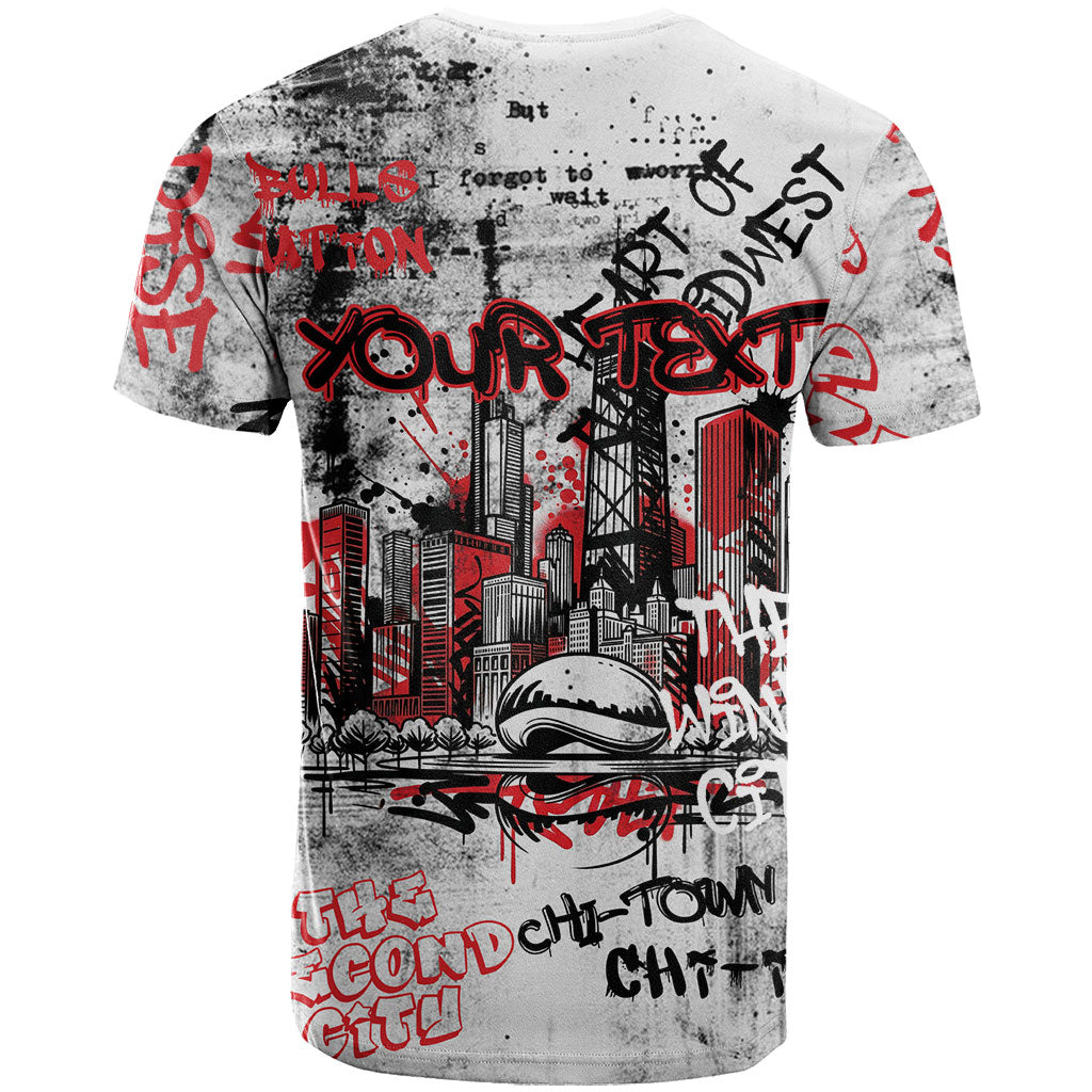 Personalized Chicago City Skyline T Shirt Urban Graffiti - Cloud Gate - Windy City Typography