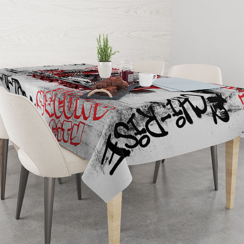 Personalized Chicago City Skyline Tablecloth Urban Graffiti - Cloud Gate - Windy City Typography