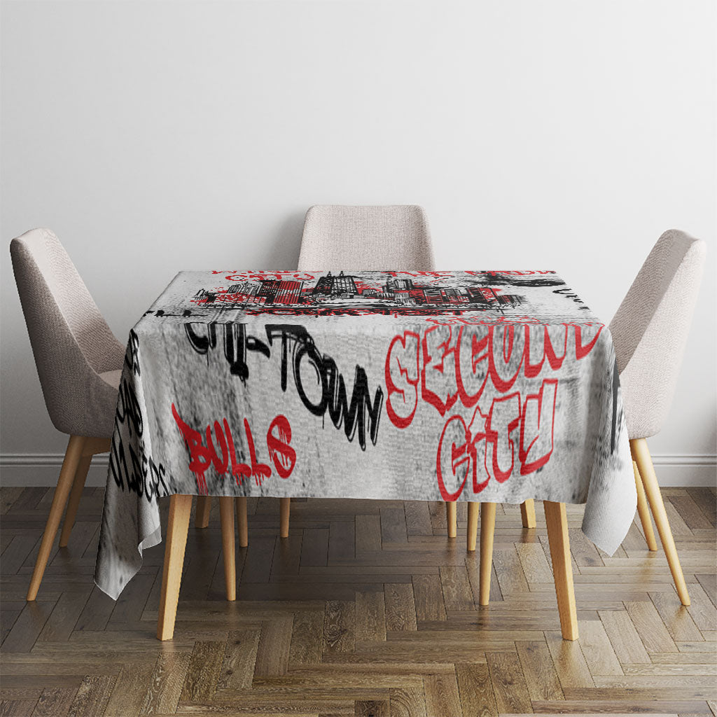 Personalized Chicago City Skyline Tablecloth Urban Graffiti - Cloud Gate - Windy City Typography